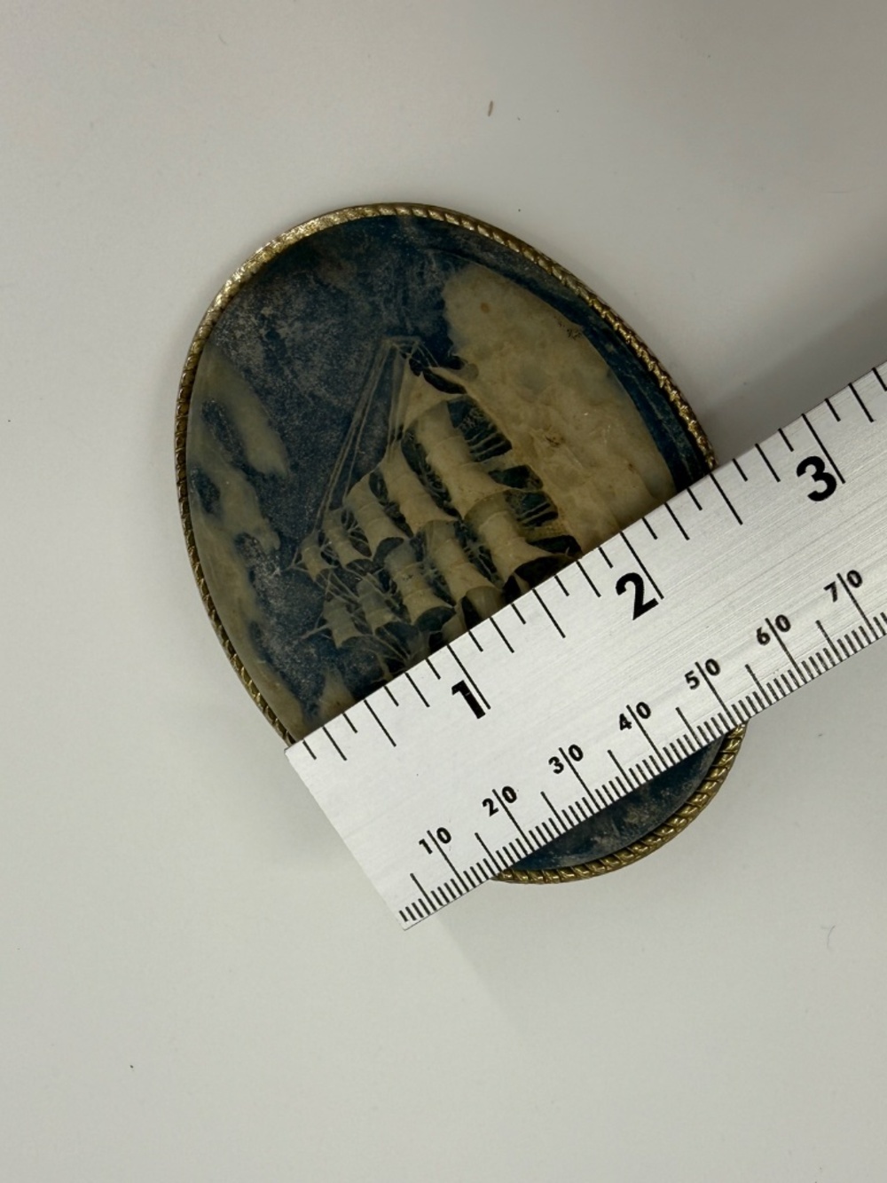 Vintage Genuine Incolay Stone Clipper Ship Belt Buckle Nautical Sailing USA. - Picture 4 of 5